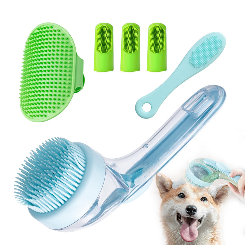 (6PCS) Pet Bath Set – Dog Bath Brush, Cat Chin Cleaning Brush, Dog Toothbrush, Adjustable Glove Massage Brush for Dogs & Cats (Long & Short Hair) (Blue) Blue - PawsPlanet Australia