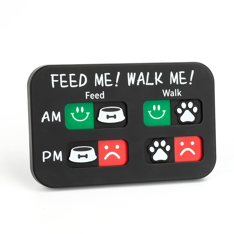 YAUYIK Pet Feeding Reminder, Magnetic Reminder Sticker, AM/PM Daily Indication Chart Feed/Walk Your Pets, Fridge Magnets and Double Sided Tape, Helps You to Track Pet Feeding & Walking (Black) Black-Feed Me! Walk me! - PawsPlanet Australia
