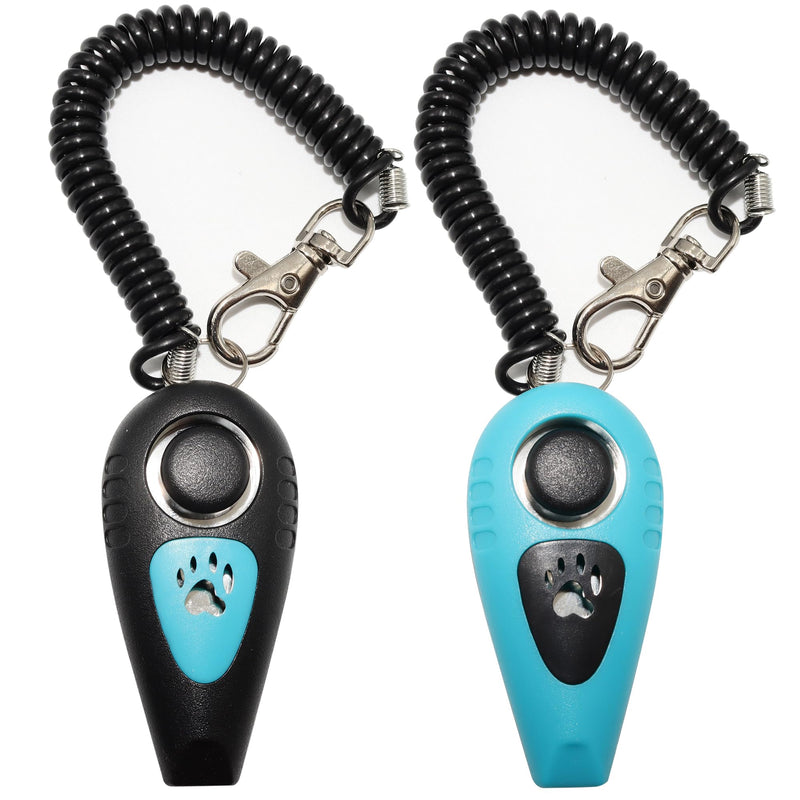 Pet Training Clicker with Whistle and Wrist Strap - Dog Training Clickers Whistles (Black + Blue) - PawsPlanet Australia