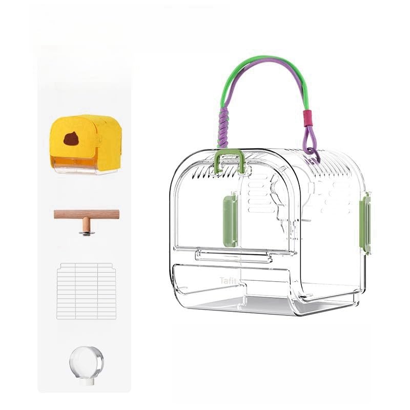 Portable Plastic Bird Cages Lightweight Waterproof Ventilated Travel Bird Cage for Pets Ideal for Outdoor Use Easy to Carry Bird Carrier Perfect for Small Birds and Budgies (Green) Green - PawsPlanet Australia