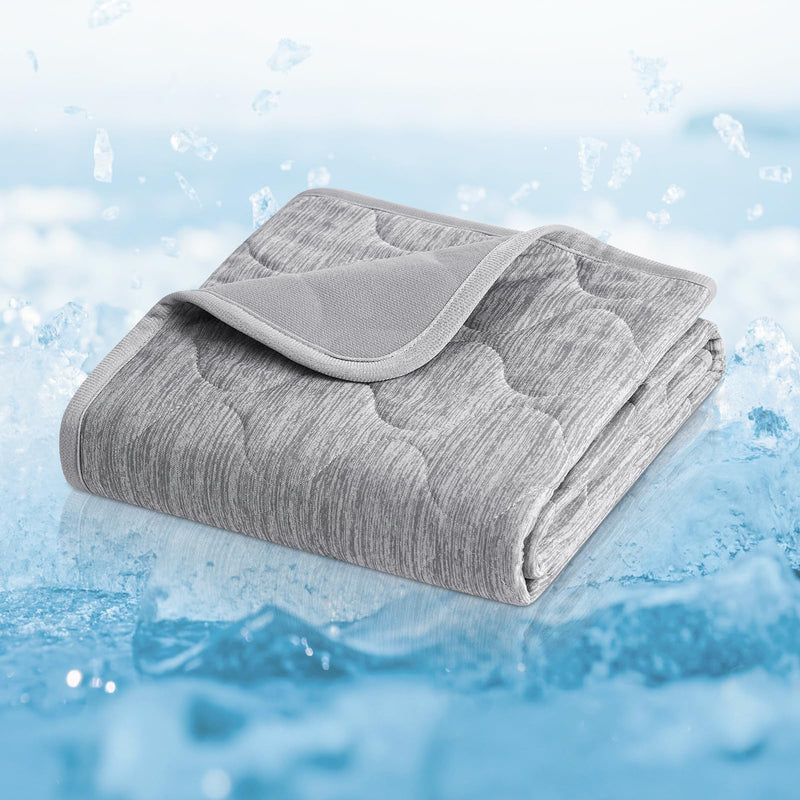 Cozy Bliss Leakproof Cooling Blanket for Small Dogs, Q-Max>0.4, Durable & Washable Dog Cooling Mat for Hot Weather, Soft Pet Throw & Couch Protector for Puppies & Cats, 25x35 Inch, Heather Silver Grey S (25''x35'') - PawsPlanet Australia