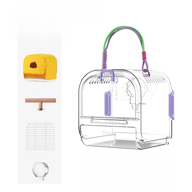 Portable Plastic Bird Cages Lightweight Waterproof Ventilated Travel Bird Cage for Pets Ideal for Outdoor Use Easy to Carry Bird Carrier Perfect for Small Birds and Budgies (Purple) Purple - PawsPlanet Australia