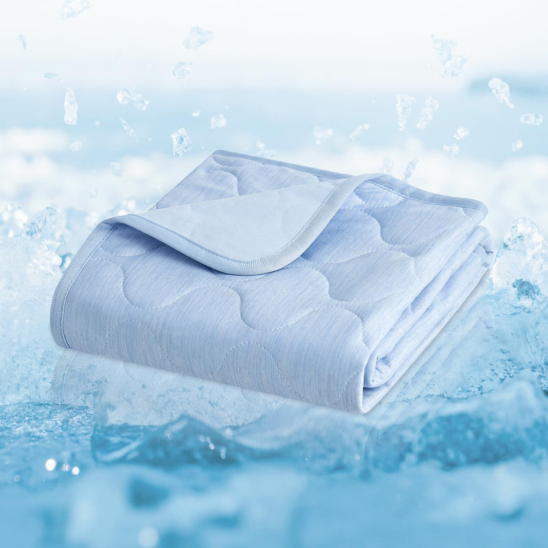Cozy Bliss Leakproof Cooling Blanket for Small Dogs – Q-Max>0.4, Durable & Washable Dog Cooling Mat for Hot Weather, Soft Pet Throw & Couch Protector for Puppies & Cats, 25x35 Inch, Heather Cool Blue S (25''x35'') - PawsPlanet Australia