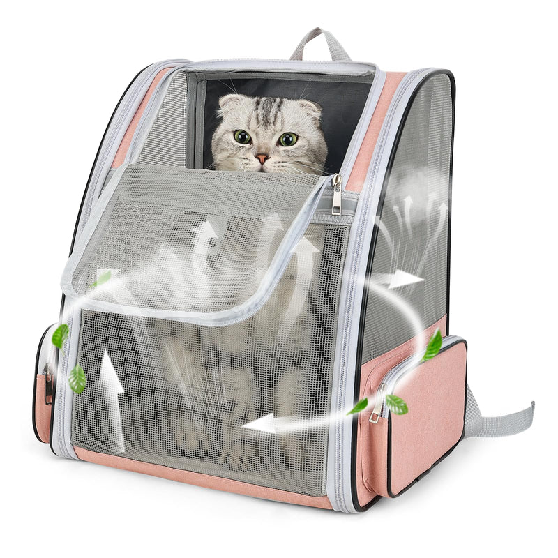 Cat Backpack Carrier Large Pet Backpack for Small Dog Medium Cat Puppy Kitten Bunny up to 15lbs, Ventilated Mesh Dog Collapsible Travel Backpack for Hiking Walking Outdoor pink - PawsPlanet Australia
