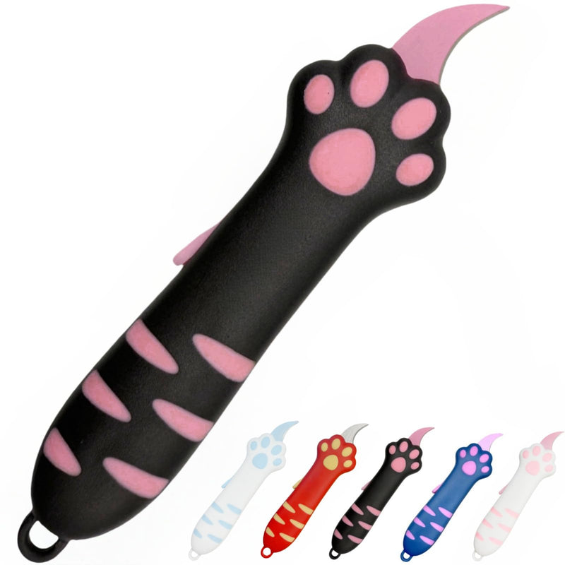 Cat Paw Box Cutter, 2025 New Retractable Cat Claw Knife Cute Cat Box Paper Cutter，Portable Cat Retractable Knife (black) Black - PawsPlanet Australia
