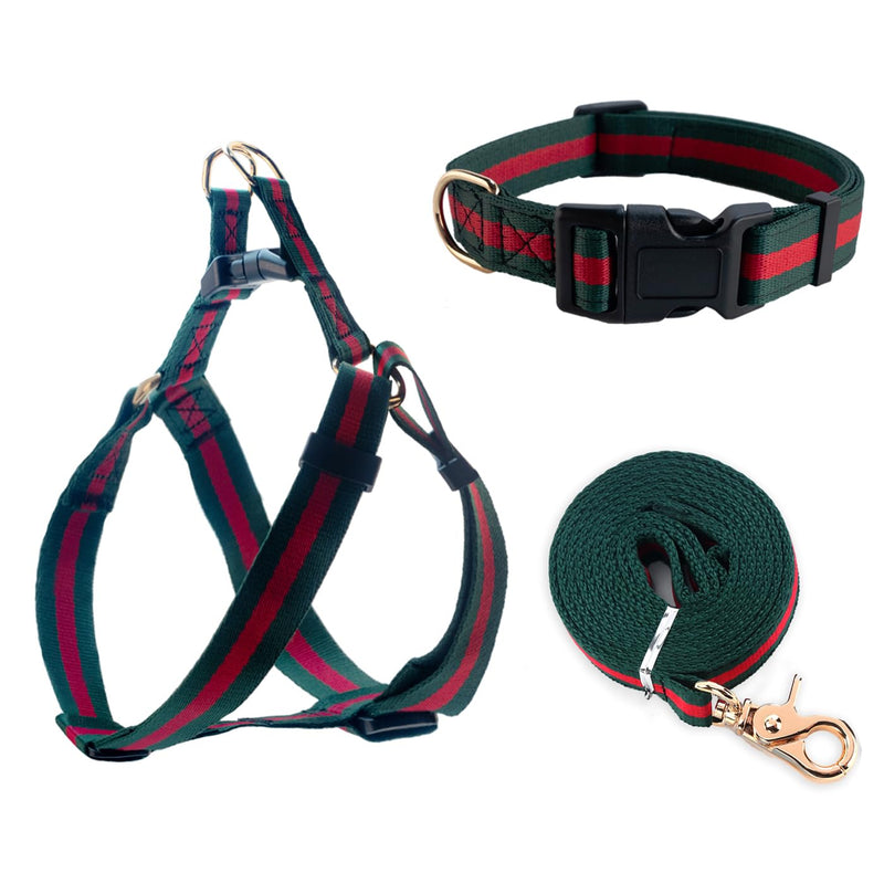 Premium and Stylish Dog Collar Harness and Leash,Soft Comfortable?Chest Adjustable Pet Harness,Luxury Fashion Dog Harness Leashes Set Gift for Medium Dogs M green+red - PawsPlanet Australia
