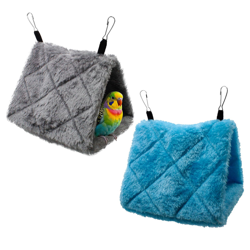 2 Pack Warm Bird Nest House Shed Hut Parrot Sleeping Bed Hanging Hammock Snuggle Cave Birds Hut Hideaway Tent for Pet Parrot Macaw Budgies Cockatiels Cockatoo Lovebird Size S (Blue&Grey) - PawsPlanet Australia