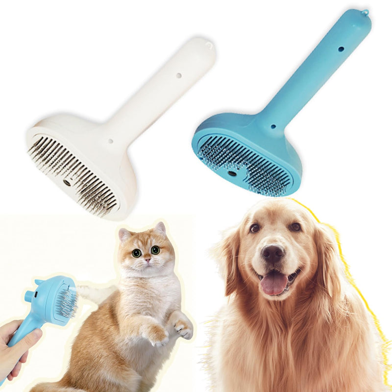 Cat Steam Brush Pet Spray Hair Removal Comb Steam Brush for Shedding & Grooming for Long & Short Haired Pets (2pcs Blue and white) 2pcs Blue and white