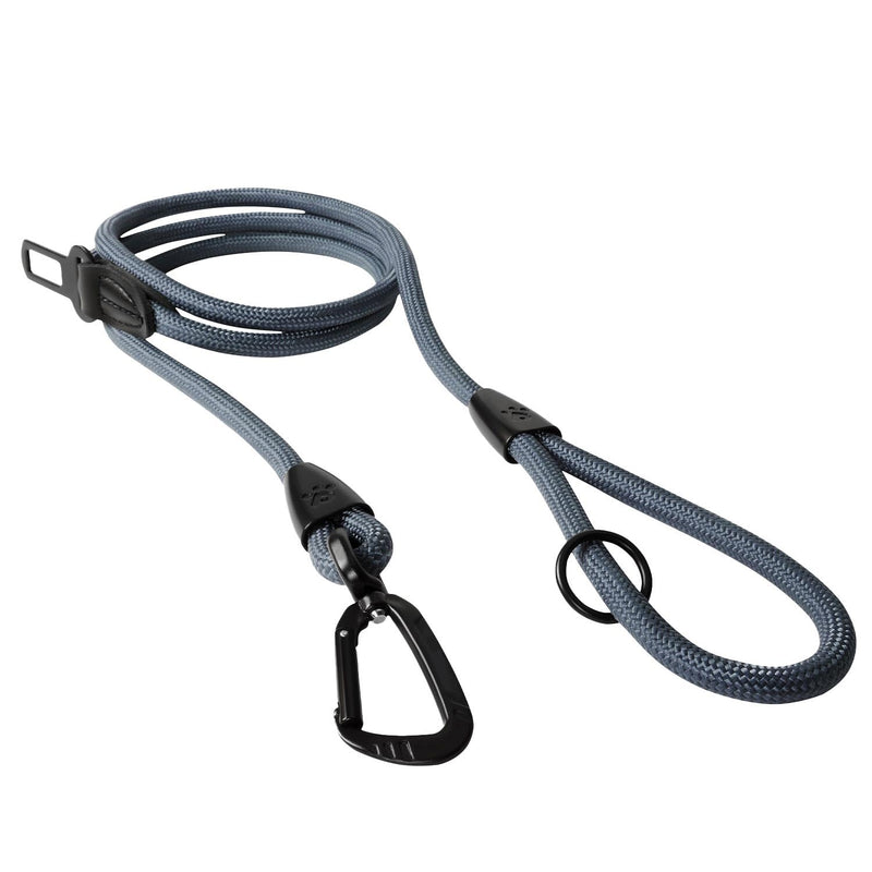 PawsPassion Rope Dog Leash 6 FT, 2-in-1 Heavy Duty Dog Leash with Seat Belt Buckle, Tangle Free 360ｰ Swivel Aviation Aluminum Carabiner, All Metal Hardware, Alloy O-Ring (Nightfall) Nightfall - PawsPlanet Australia
