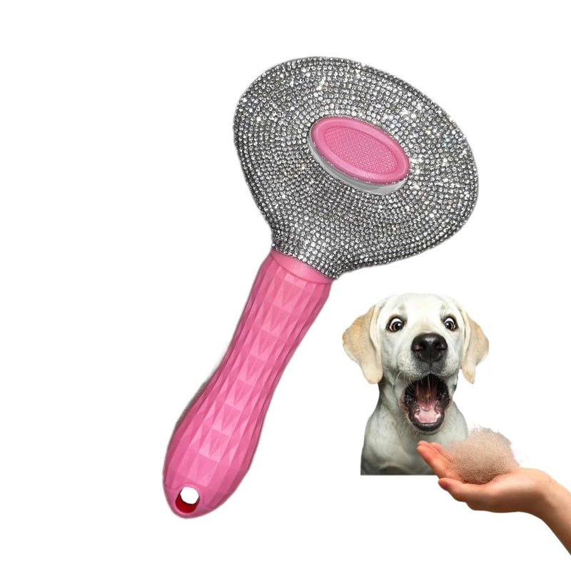 Diamond Rhinestone Pet Grooming Brush - Deshedding Brushs for Rabbits, Cats, Dogs - Sparkling Cat Hair Brush & Dog Shedding Tool with Gentle Massage for Indoor Pets (pink) pink - PawsPlanet Australia