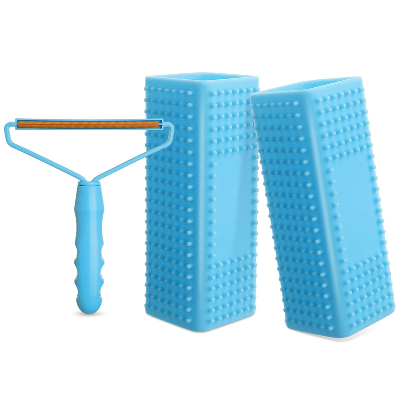 Honeydak 3 Pieces Hair Remover Tool Dog Hair Remover Pro Silicone Cleaner Brush Roller Fuzz Hairball Brush for Carpet Rake, Car Mat, Couch, Pet Bed, Clothes Blue - PawsPlanet Australia