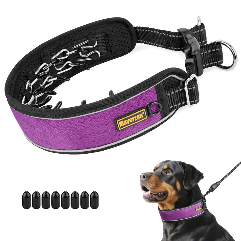 Mayerzon Patented No Pull Collar for Small Medium Large Dogs Beagle German Shepherd Rottweiler, Martingale Anti Pull Dog Collar with Buckle for Walking Training, Reflective, Adjustable, Waterproof Purple Medium,2.5mm,13.75"-18.5"Neck - PawsPlanet Australia