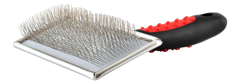 Jeffers Non-Slip Slicker Brush for Pets – Large Size, Soft Pins, Red & Black – Detangling Grooming Tool for Dogs & Cats with Short, Long, Thick & Curly Coats – Comfortable Grip Pet Comb Soft Flex Pin - PawsPlanet Australia