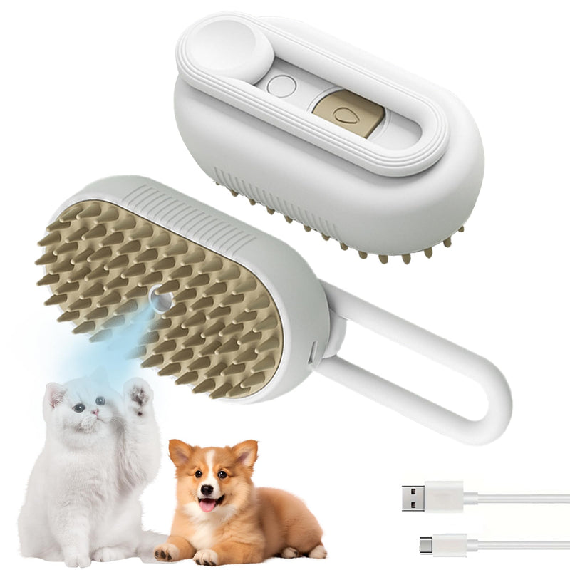 3-in-1 Cat Grooming Brush – Water Spray & Self-Cleaning Shedding Brush for Cats & Dogs – Pet Hair Removal & Massage Comb for Long & Short Hair (White) White - PawsPlanet Australia
