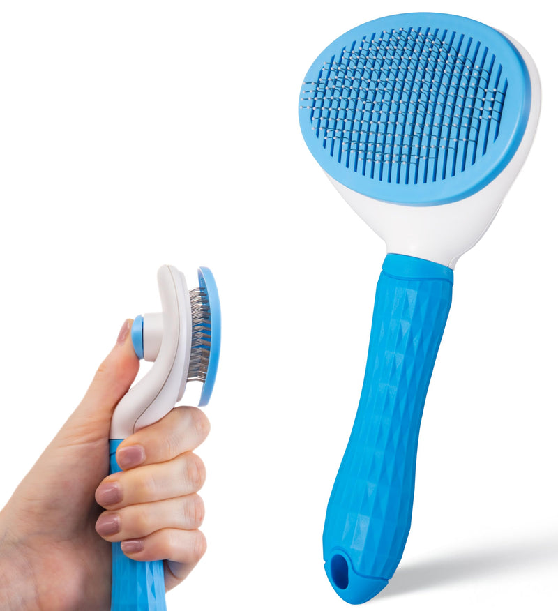 AIXINPET Cat & Dog Self Cleaning Slicker Brush - Easy to Remove Loose Fur, Harmless Deshedding Grooming Tool, Massaging Function - Suitable for Shedding & Furry Pets, like Rabbits and Ferrets - PawsPlanet Australia