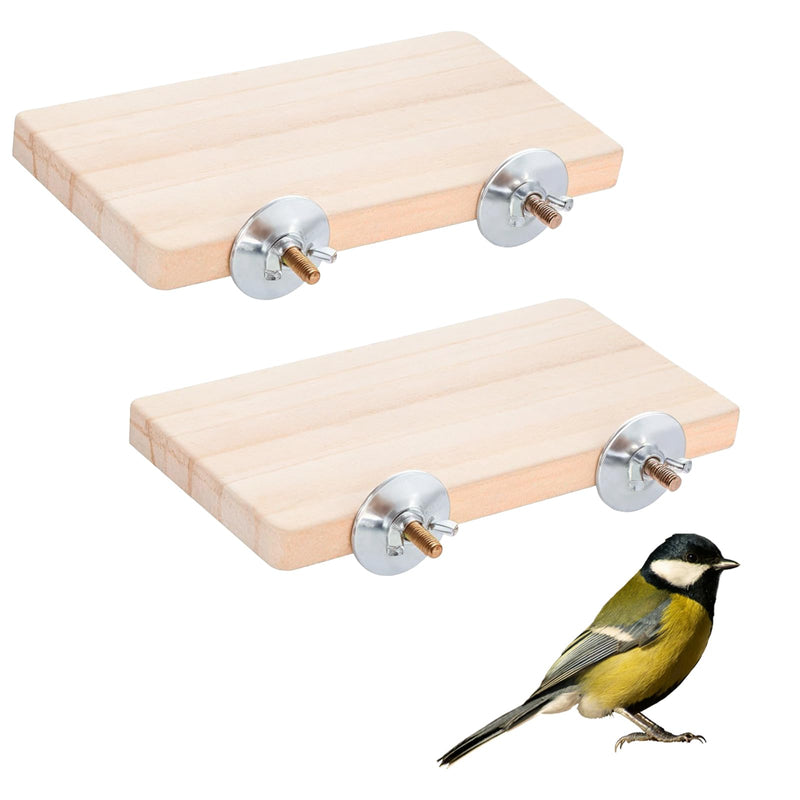 2PCS Bird Perch Platform Flat, 5.9 × 3.14 Inches Bird Cage Platform Birds Perch Stand Platforms Rectangle Stand Perches Shelf with Stainless Steel Washers for Cockatiel Rat Hamster Guinea Pig Conure - PawsPlanet Australia