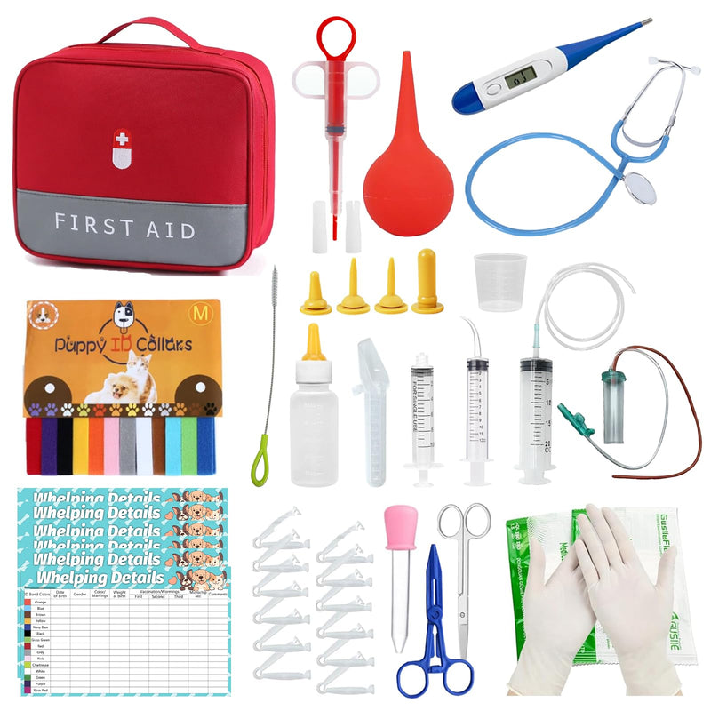 Puppy Whelping Kit, Kitten Puppy Whelping Supplies, Newborn Puppy Essentials, Whelping kit for Puppies Birth, Whelping Collars, Digital Thermometer, Stethoscope, Sputum Aspirator and More - PawsPlanet Australia