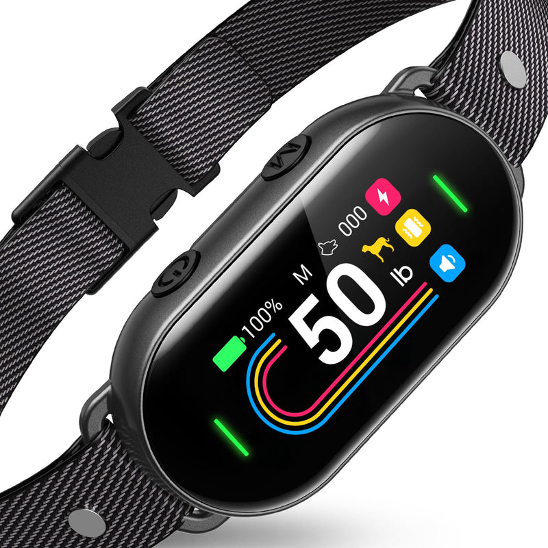 Smart Dog Bark Collar - for Small Medium Large Dogs 10-100lbs, Automatic Dog Training Collar to Decrease Barking, Anti Barking Device with 4 Training Modes, More 8 Sensitivity Levels, Black - PawsPlanet Australia