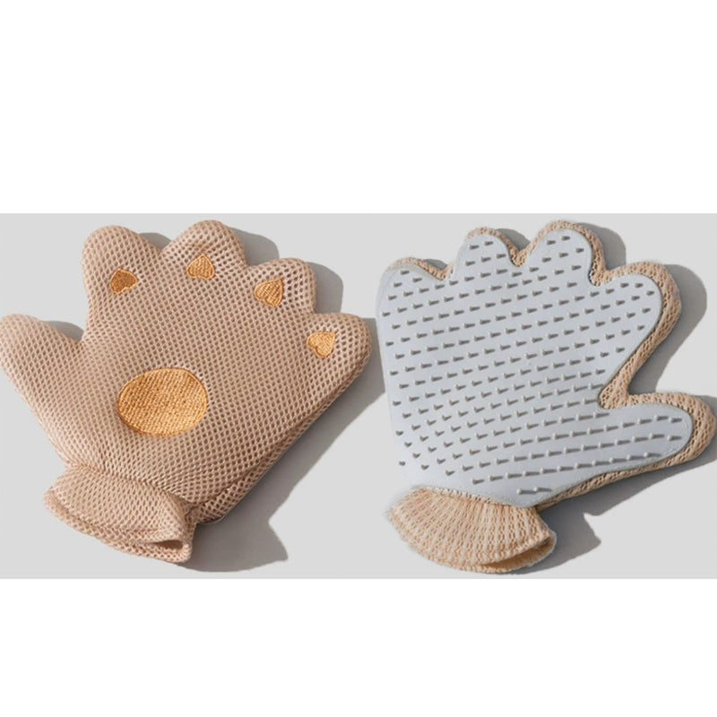 Zoocozy 2 in 1 Pet Hair Removal Glove for Cat Dog, Indoor Cat Grooming Gloves, Pet Washing Brush for Shedding Massage - Double-Sided Available(Brown) Small (1 Pair) Brown