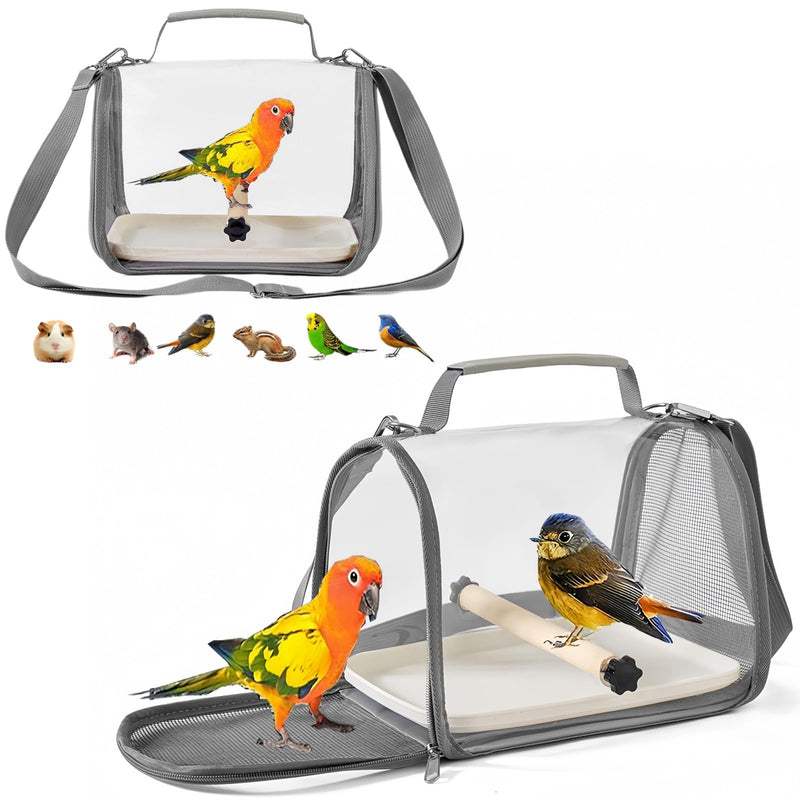 Portable Small Bird Travel Cage Carrier, A Convenient Go Out Solution for Various Birds and Lizard, Featuring a Standing Perch and Comfortable Mat (with Tray). - PawsPlanet Australia