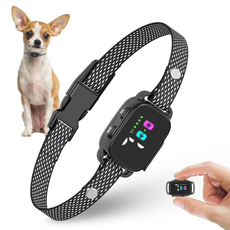 Anti-Bark Collar for Small Dogs, No Shock Anti Barking Collars with 7 Sensitivities, 3 Adjustable Modes Beep & Vibration, IP67 Waterproof - Effective & Humane, Premium Black - PawsPlanet Australia