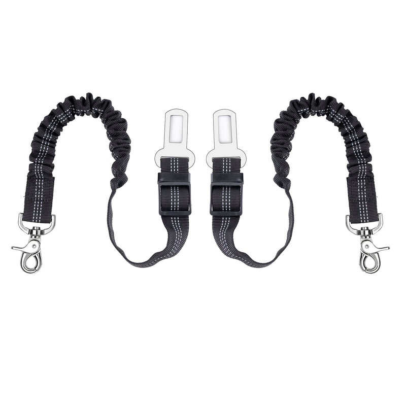 Dog Seat Belt 2Pcs, Retractable Pet Car Harness, Adjustable Dog SeatBelts for Vehicle, Nylon Pet Safety with Elastic Bungee (Black) Black - PawsPlanet Australia
