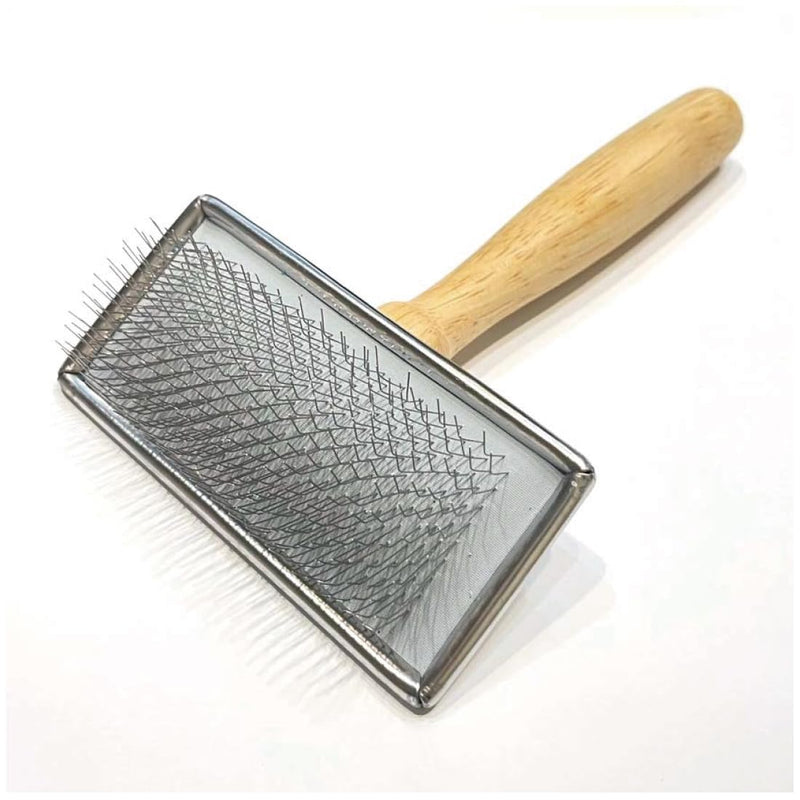 Pet Slicker Brush for Large Dogs, Wooden Handle, Gently Remove Tangled and Mats Hair, Pet Grooming Brush Tool, Sheepskin Wool Carders (3.85") 3.85" - PawsPlanet Australia