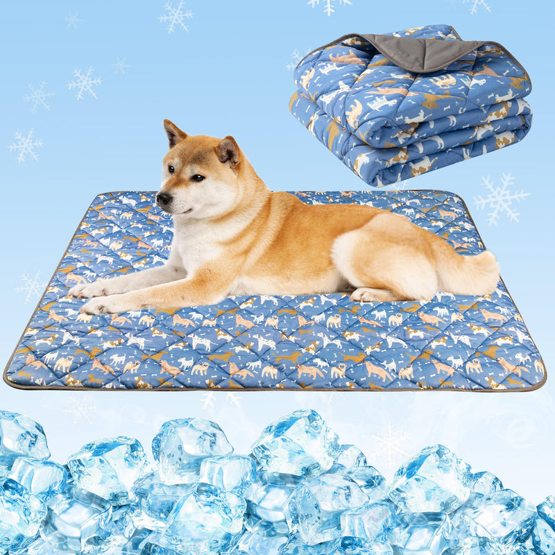 Dog Cooling Mat,Cat Self Cool Ice Pad,Lightweight Pet Cooling Pads Blanket Bed Cover,Puppies Summer Cool Tech Fabric,Washable Dog Sleeping Mat for Home & Outdoor,Keep Cool for Pets L(40*60In) Blue-Dog - PawsPlanet Australia