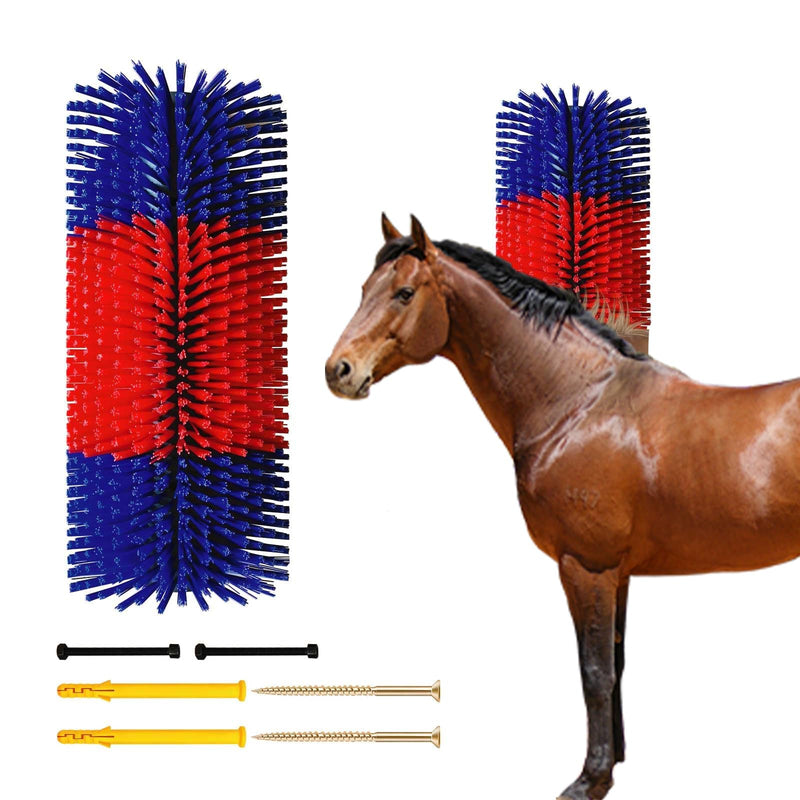 2Pcs Soft Livestock Scratching Brush, Goat Scratcher Brush Full Massage Grooming Brushes with 8 Screws for Cow, Cattle,Horse,Goat,Pig (Red, 1 Pack) Red - PawsPlanet Australia