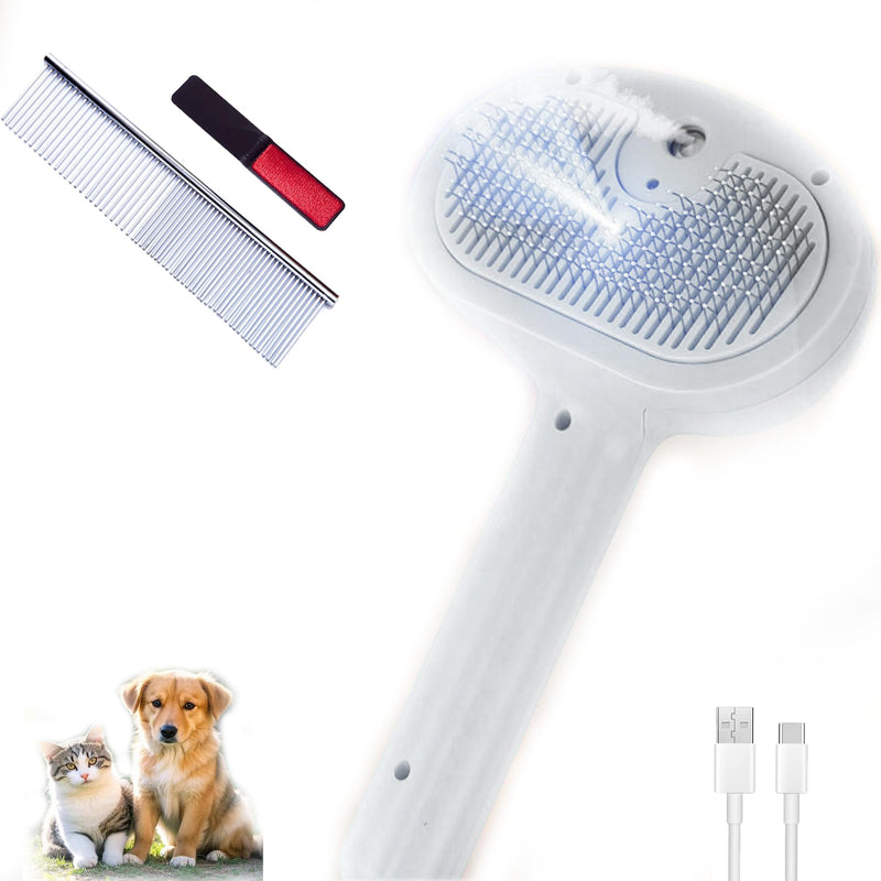 3 In 1 Grooming Brush For Cats & Dogs Spray Brush Carrying Water,Steam Generating Comb&Pets Cleansing Tools Cleaning&Massaging&Hair Removal -Gift For Pets (white) white - PawsPlanet Australia