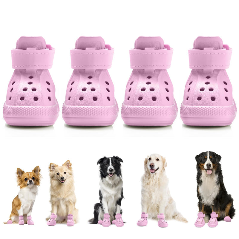 Nasjac Dog Shoes for Hot Pavement - Breathable Dog Sandals with Non Slip Soles & Reflective Straps, Easy ON & Off, Easy-Clean Summer Outdoor Pet Boots for Small Medium Large Dogs, Pink, 7 #7 (Width 2.36 in) for 38-58 lbs - PawsPlanet Australia