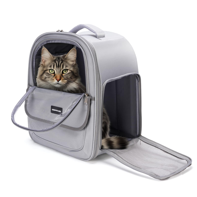 Cat Carrier Backpack, Spacious Breathable Cat Carrying Bag with Three Openings Removable Mat, Pet Backpack up to 7kg/15.4 Lb with Breathable Mesh, for Small Large Cat Pet Puppy Travel Grey - PawsPlanet Australia