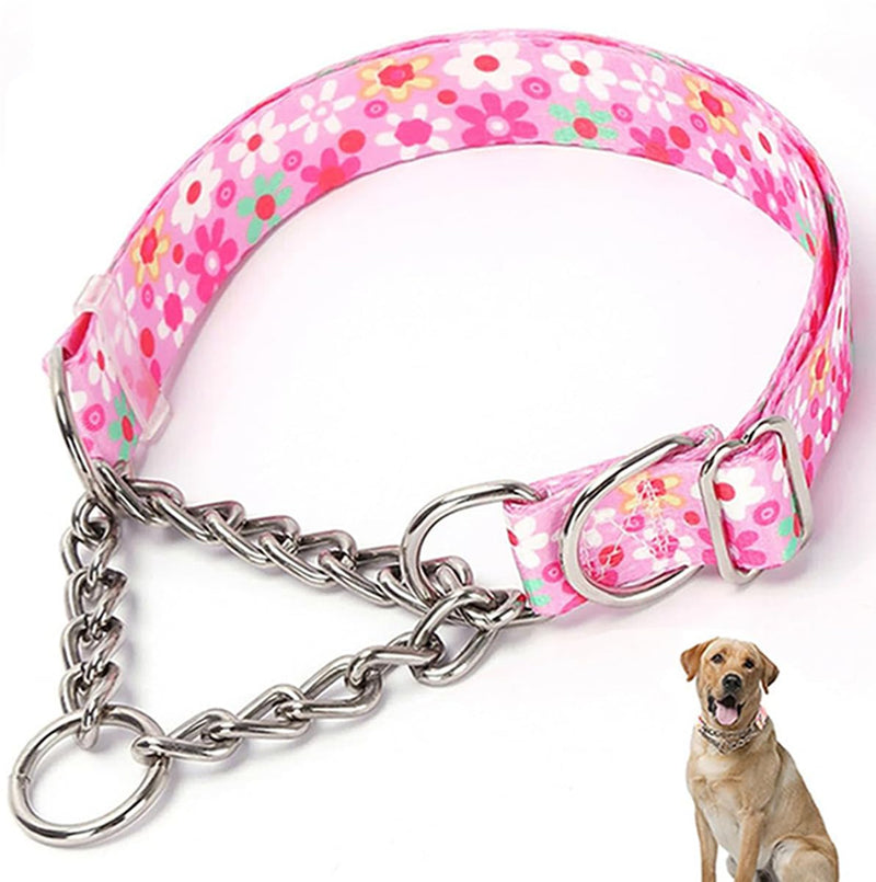 Martingale Dog Collar for Medium Dogs,Choker Collar for Dogs,Training Escape Proof Heavy Duty Dog No Pull Dog Collar for Medium Large Pet Boy Male Dogs, Pink Floral M M(Neck 15-20") - PawsPlanet Australia