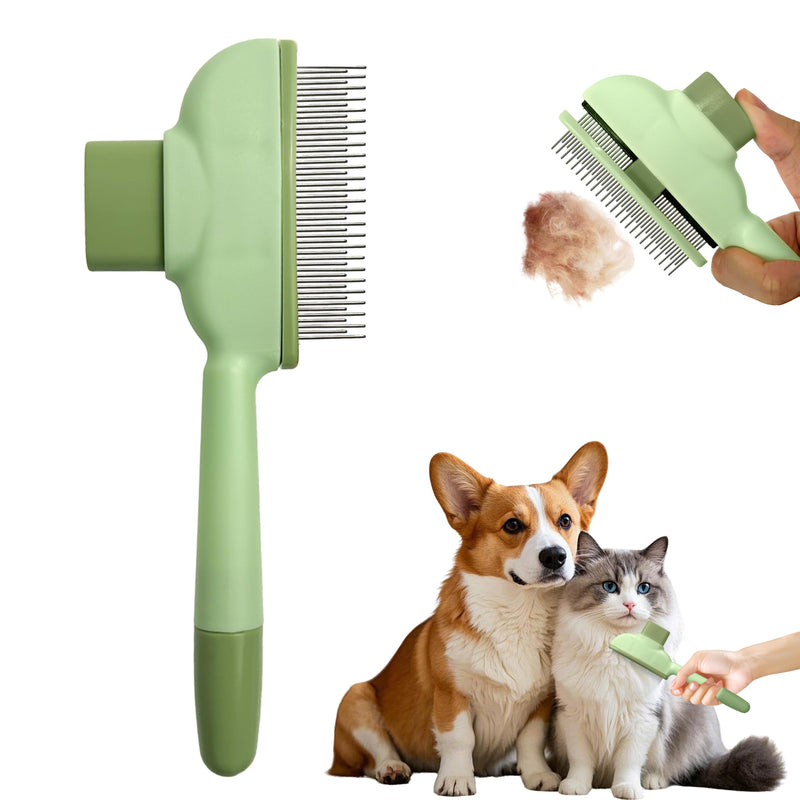Cat Hair Brush & Dog Brush, Deshedding Brush for Long or Short Haired Pets, Removes Loose Fur, Durable Stainless Steel & ABS Design (green) green - PawsPlanet Australia