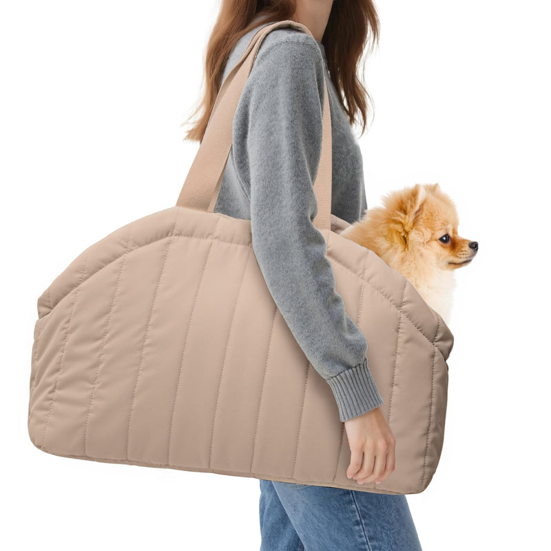 Dog Purse Carrier for Small Dogs - Dog Carrier Purse with Secure Harness Clip, Dog Tote Bag for Small Dogs and Puppies - Brown - PawsPlanet Australia