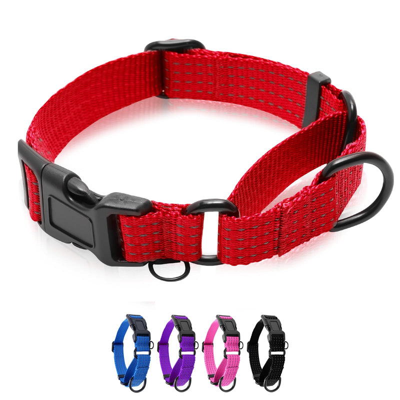 Martingale Collar for Dogs, Adjustable Soft Nylon Dog Collars with Special Design Cute Patterns (RED, S (1" x 12"-15.8")) RED S (1" x 12"-15.8") - PawsPlanet Australia