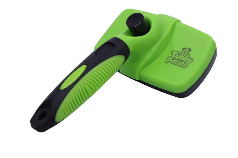 Tubby Potato™ Self Cleaning Slicker Brush - Deshedding Brush for Long and Short Haired Pets. Comfortable and Safe for Senitive Skin. Great for Dogs, Cats, and other Small Animals- Green - PawsPlanet Australia