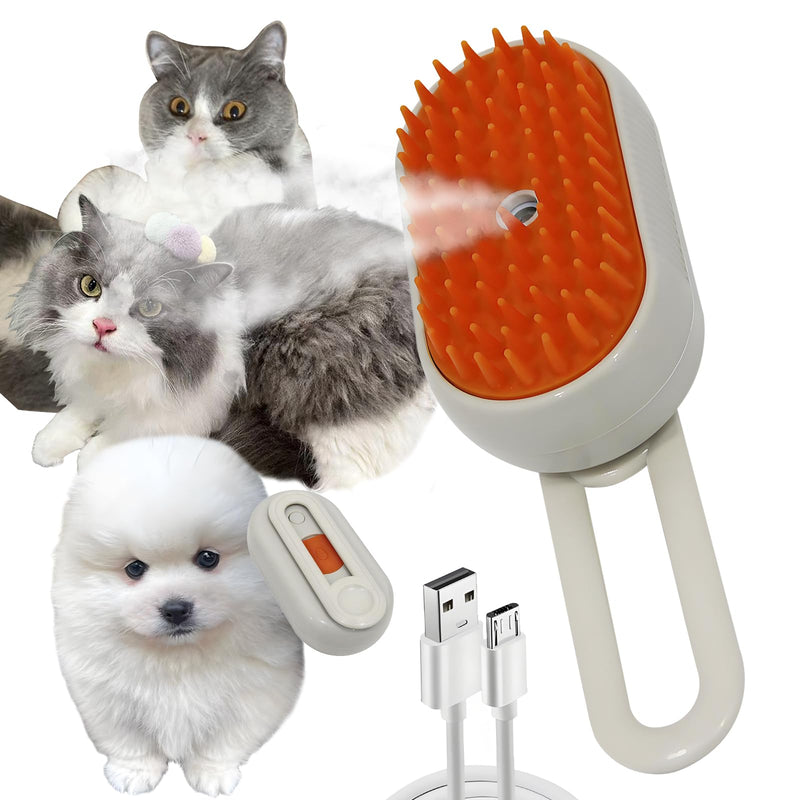 Steam Brush for Cats Dog Steam Brush,3 in 1 Pet Grooming Comb for Shedding,1PCS Cream color - PawsPlanet Australia