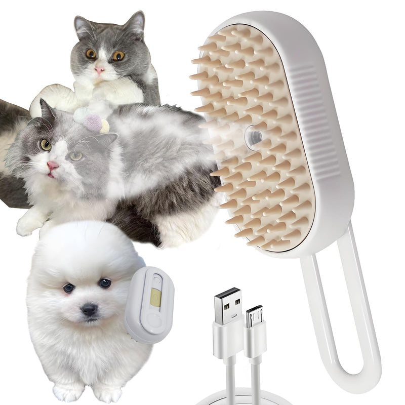 Steam Brush for Cats Dog Steam Brush,3 in 1 Pet Grooming Comb for Shedding,1PCS White - PawsPlanet Australia
