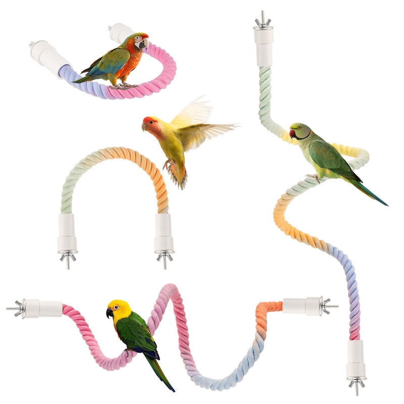 4Pcs Rope Perches for Bird Cages, Bendable Climbing Rope Cage Accessory Toy, Perfect for Parrots Cockatiels & Budgies, BirdToys, Swings & Ladders for Medium Birds Gradient 4PCS - PawsPlanet Australia