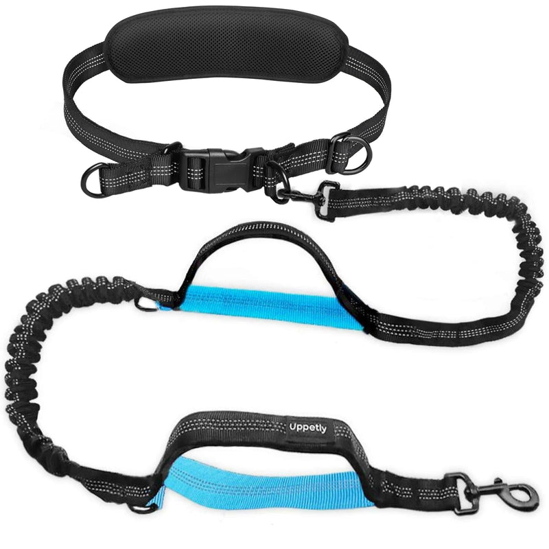 Hands Free Dog Running Leash with Adjustable Waist Belt, Dual Handle Elastic Bungees Retractable Rope for Small and Medium Dogs, Reflective Stitches for Walking Hiking Biking (Large, 25-120lb) Medium/Large - PawsPlanet Australia