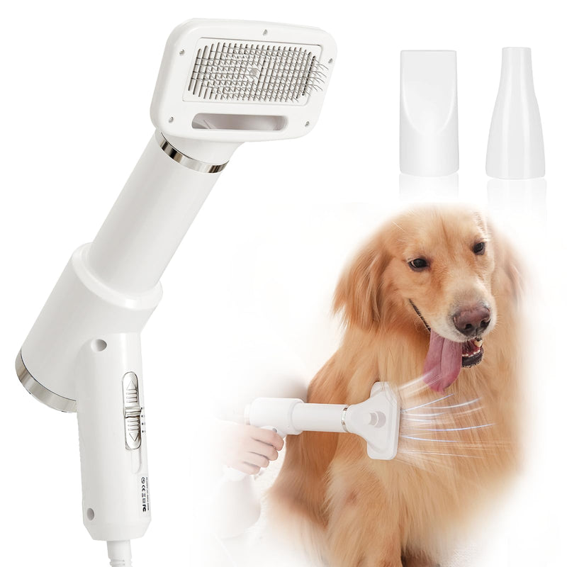 Portable Dog Hair Dryer with Brush – 300W, 3 Heat Settings, Quiet, Overheat Protection for Small Medium Pets - PawsPlanet Australia
