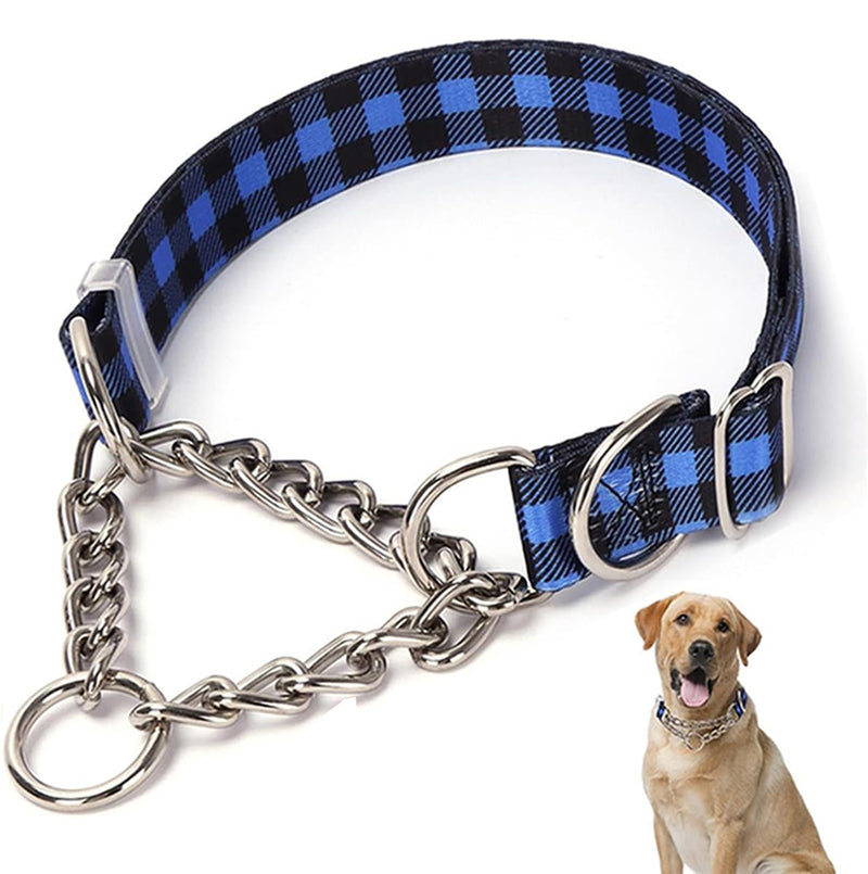 Choke Collar for Dogs,Martindale Dog Collar for Large Dogs,Choke Chain for Dogs,Training Escape Proof Heavy Duty Dog No Pull Dog Collar for Medium Large Male Dogs,Blue Plaid L Blue Plaid L(Neck 19-24") - PawsPlanet Australia