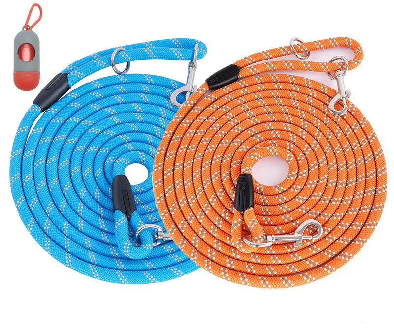 2 Pack Orange&Blue 20FT Long Dog Leashes,Dog Training Lead for Large Medium Small Dogs Outside Walking, Playing, Camping, or Yard 20FT* 3/8 inch 2Pack Orange&Blue - PawsPlanet Australia