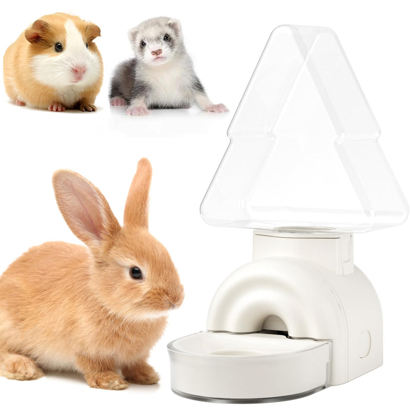mini&moe Rabbit Water Dispenser - 17.6oz Guinea Pig Water Bottle No Drip for Cage Automatic Gravity Silent Hanging Bunny Water Dispenser with Floating Bowl for Hamster, Gerbils, Ferret, Chinchilla White - PawsPlanet Australia