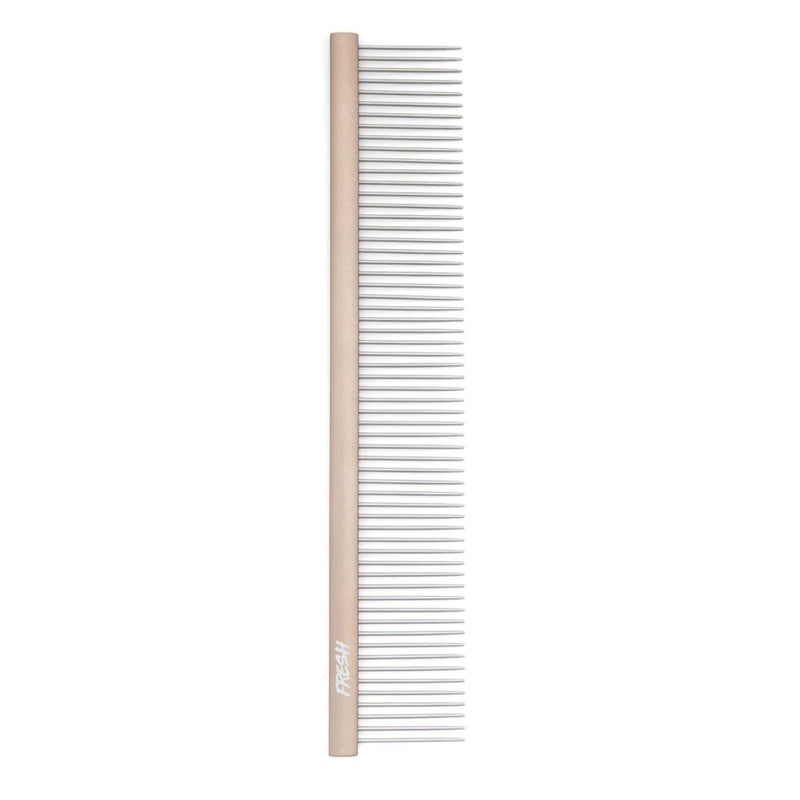 Fresh Ultra Wide XL Metal Pet Comb, Oval Aluminum Handle, Wide Tooth Spacing, Metal Grooming Comb for Dogs, 9.75"