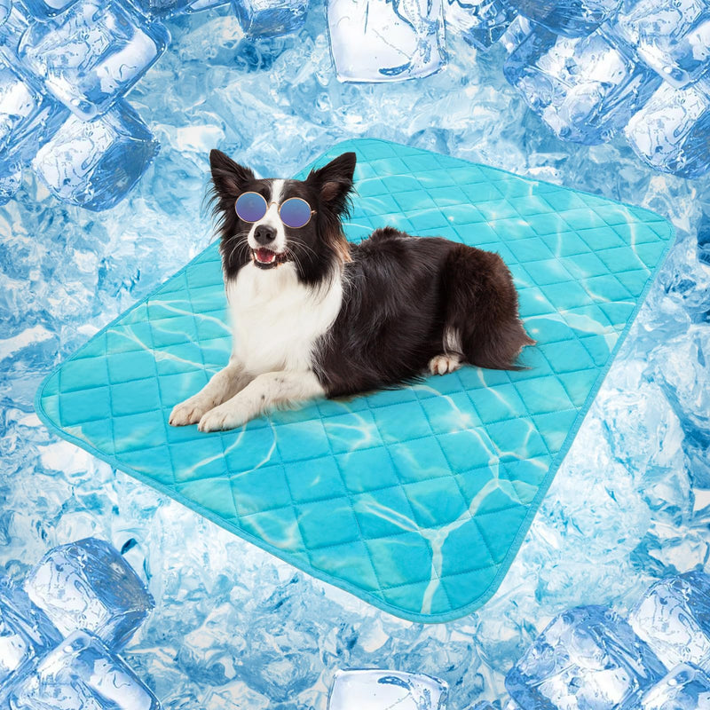 SCENEREAL Upgraded Dog Cooling Mat for Small Meduim Breeds Dogs, 28"x40" Reversible Self- Cooling Mat for Summer Heat, Ice Cool Soft Pet Throw Blanket Use in Couch, Car, Seat,Bed- Machine Washable - PawsPlanet Australia