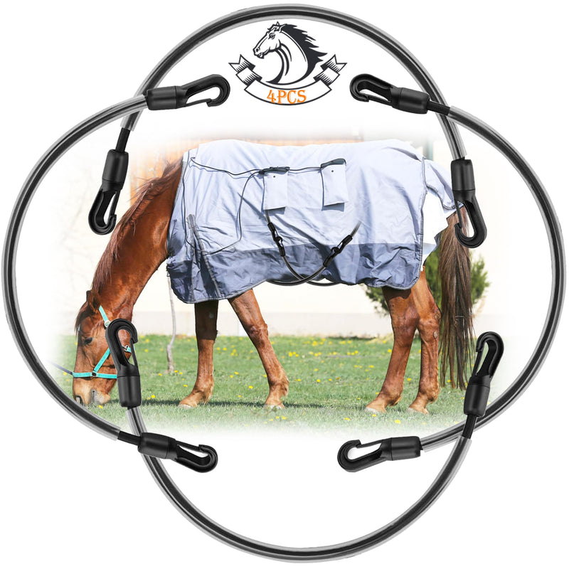 Horse Blanket Strap with Adjustable Double Headed Clip, Horse Blanket Leg Strap Elastic Replacement Strap - PawsPlanet Australia