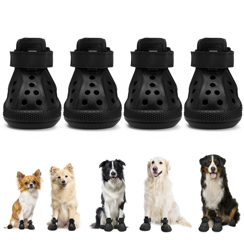 Lukovee Dog Shoes for Hot Pavement - Breathable Non Slip Dog Sandals with Reflective Stripes, Easy ON & Off, Easy-Clean Summer Outdoor Pet Boots for Small Medium Large Dogs (Black, Size 1) #1 (Width 1.18) Black - PawsPlanet Australia