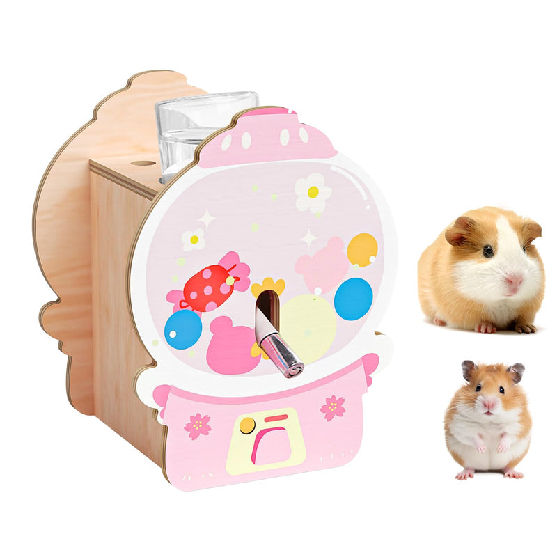 mini&moe Hamster Water Bottle for Glass Tank – 4 oz Guinea Pig Water Bottle No Drip for Hamster Cage Accessories Small Animal Water Dispenser with Wooden Holder for Rats, Gerbils Pink - PawsPlanet Australia